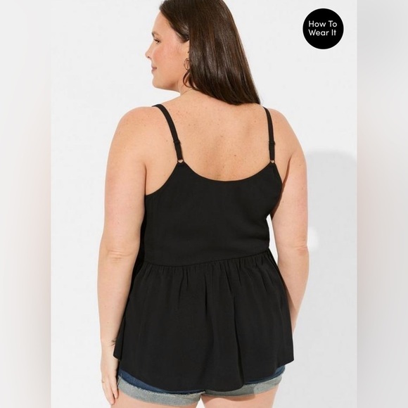 Torrid Black Button Front Peplum Cami Tank Top Plus Size 3X - Picture 3 of 6
